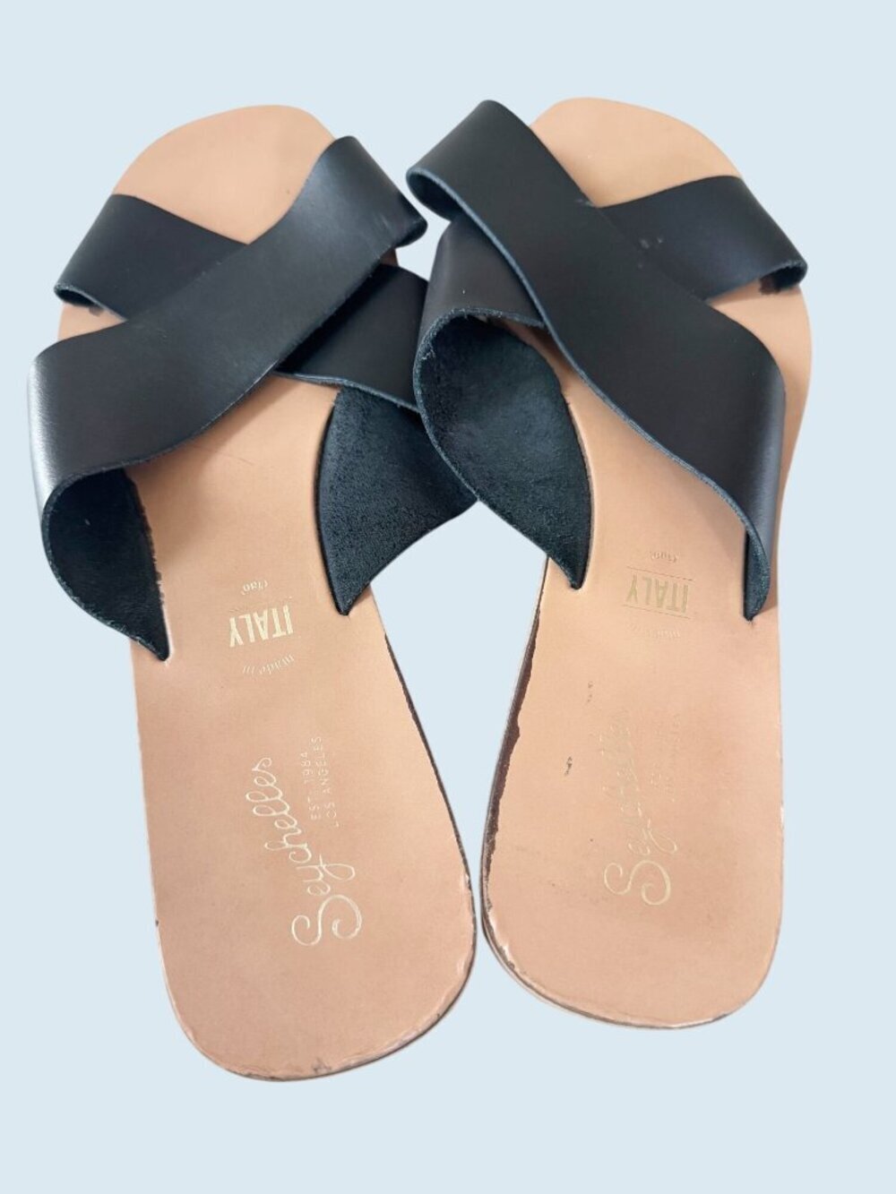 SEYCHELLES Total Relaxation Black Criss Cross Slide Sandals Size 10 - Picture 5 of 8